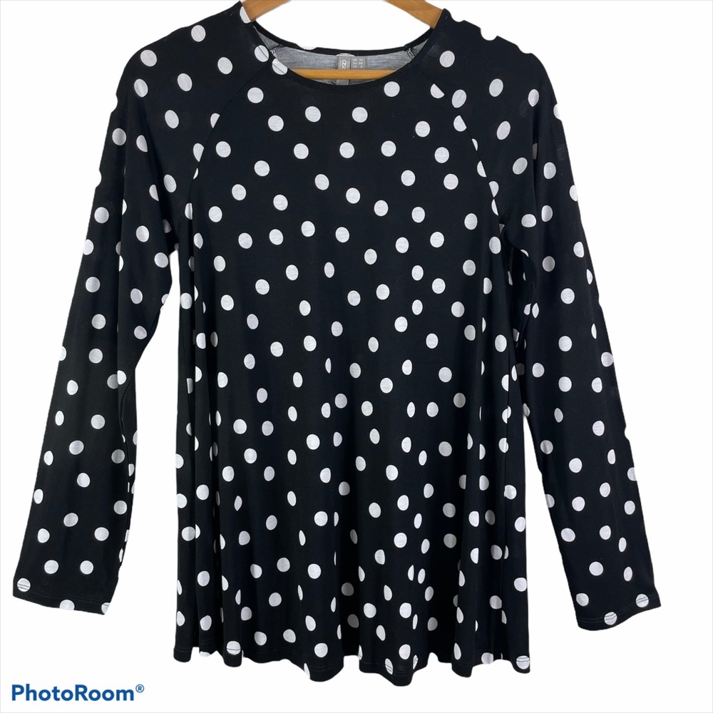 NWT ASOS Black/White Polka Dot Long Sleeve Top Size 6